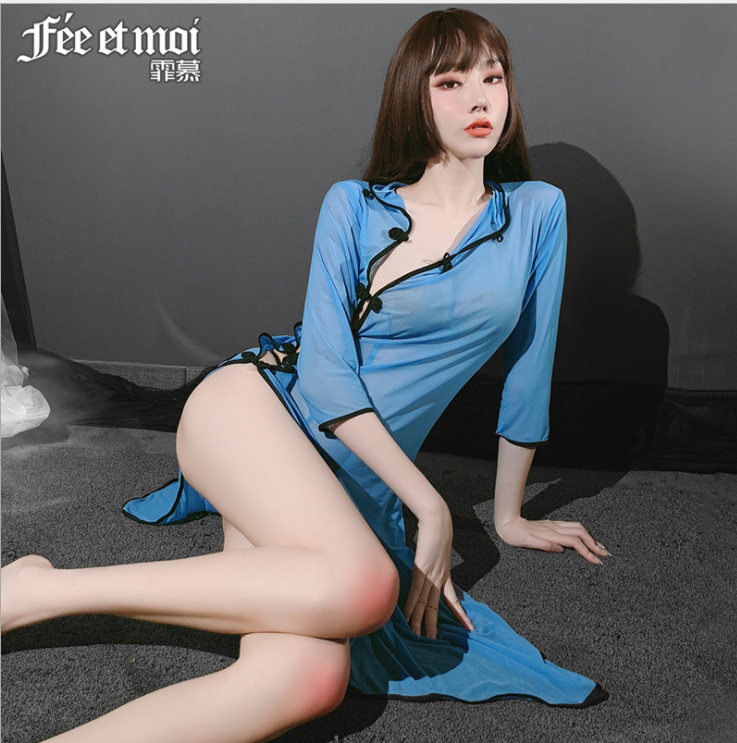 霏慕情趣内衣女装透视侧叉制服民国风学生装性感旗袍睡裙新款7943